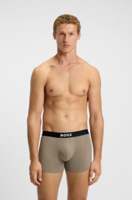 BOSS ONE three-pack of logo-waistband boxer briefs, Patterned