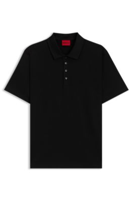 Polo Slim en coton merceris&eacute;, Noir