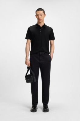 Polo slim fit de algod&oacute;n mercerizado, Negro