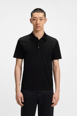 Polo slim fit de algod&oacute;n mercerizado, Negro