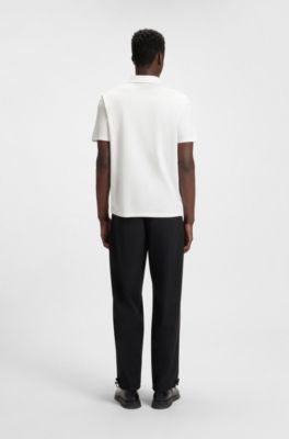 Mercerised-cotton slim-fit polo shirt with four-button placket, White