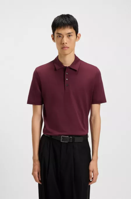 Mercerised-cotton slim-fit polo shirt with four-button placket