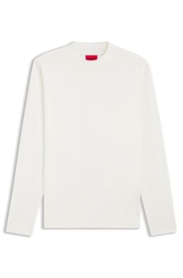 Camiseta slim fit con cuello medio de algod&oacute;n mercerizado, Blanco