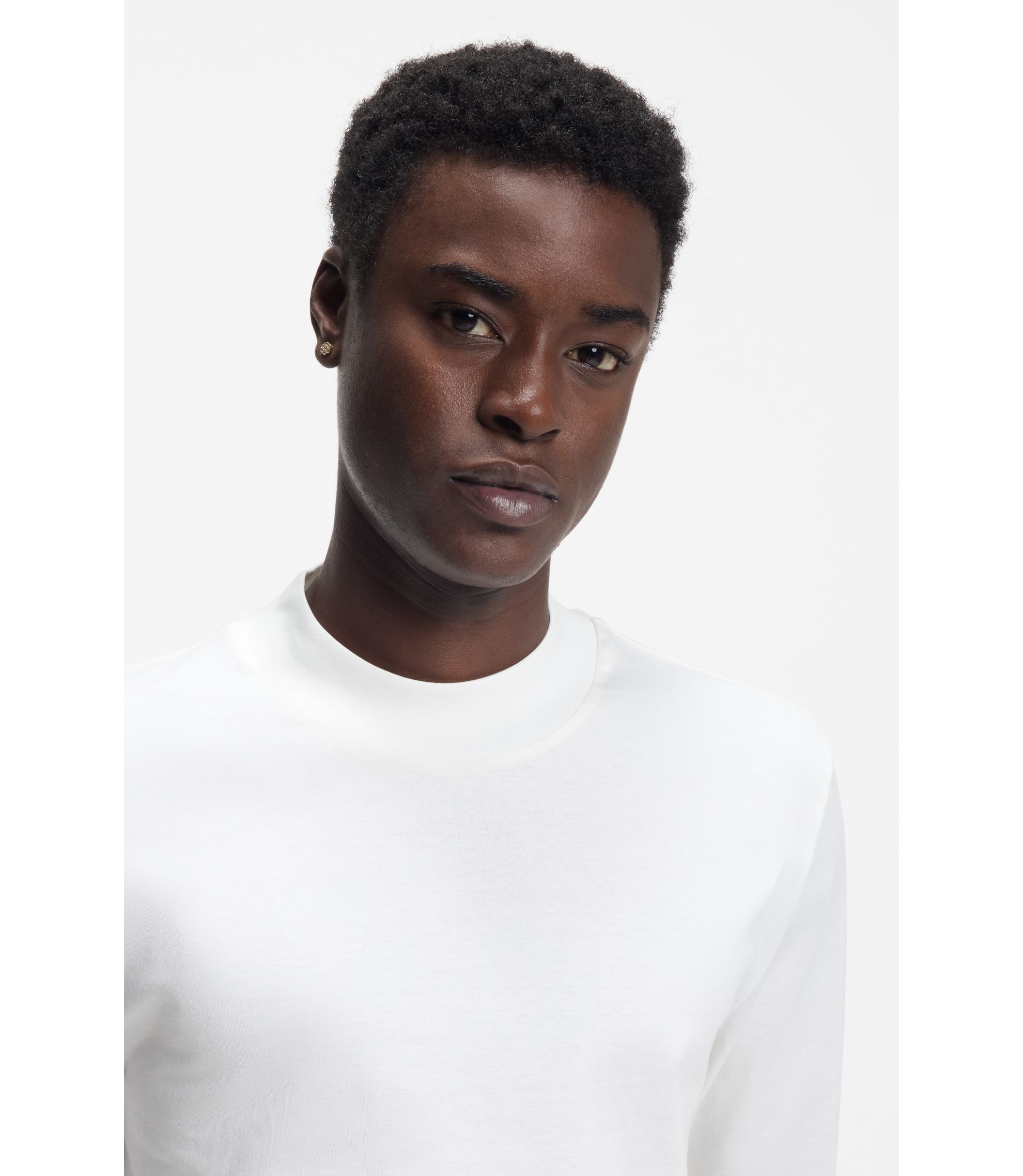 HUGO - Slim-fit T-shirt in mercerised cotton - White