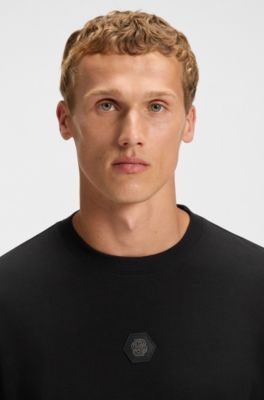 Camiseta de punto de algod&oacute;n con monograma Double&nbsp;B, Negro