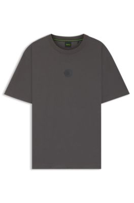 BOSS - Cotton-jersey T-shirt with Double B monogram - Dark Grey