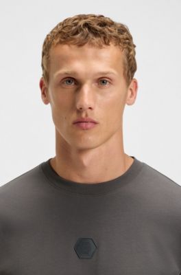 Cotton-jersey T-shirt with Double B monogram, Dark Grey