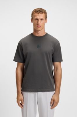 Cotton-jersey T-shirt with Double B monogram, Dark Grey