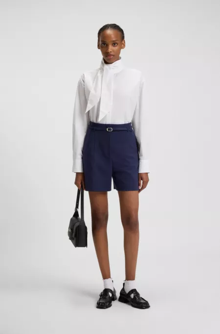Regular-fit blouse with tie collar