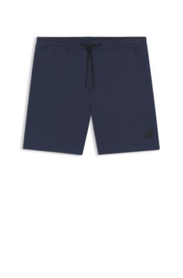 Logo-badge swim shorts with packable construction, Dark Blue