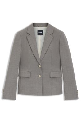 Patterned slim-fit blazer in a wool blend, Grey