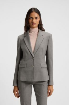Patterned slim-fit blazer in a wool blend, Grey