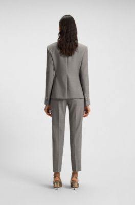 Veste Slim en laine m&eacute;lang&eacute;e &agrave; motif, Gris