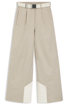 BOSS Ski water-repellent trousers with herringbone weave, White