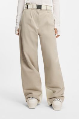 BOSS Ski water-repellent trousers with herringbone weave, White