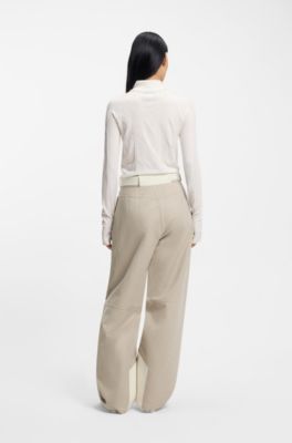 BOSS Ski water-repellent trousers with herringbone weave, White