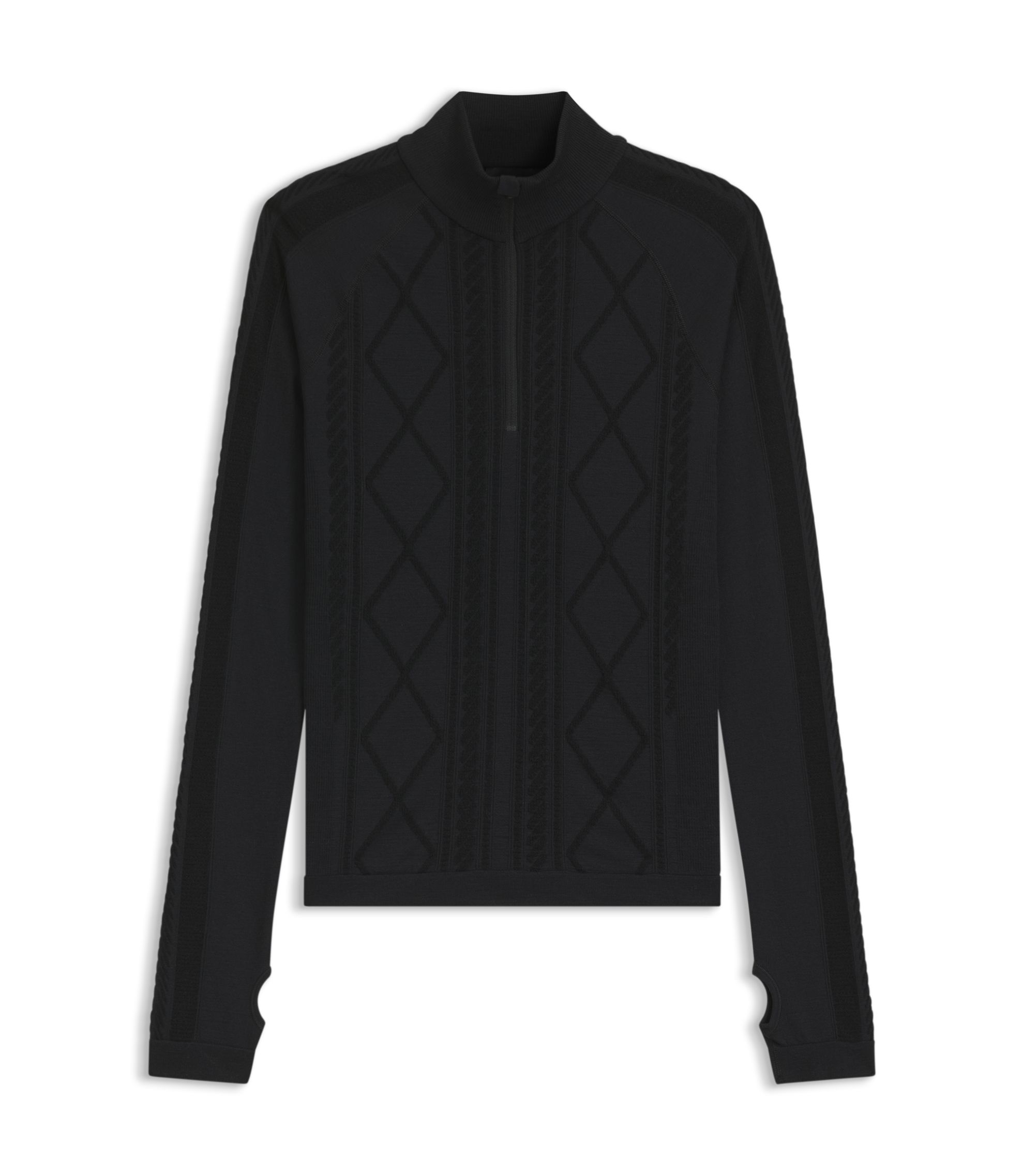 BOSS ブラック タートルネックニット BOSS - BOSS Ski zip-neck base-layer sweatshirt - Black