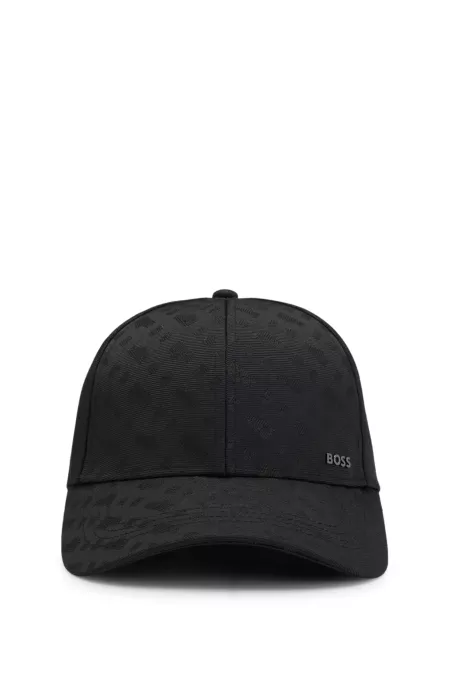 Logo-lettering cap with monogram jacquard