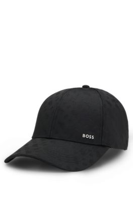 Gorra en tejido jacquard con monogramas y logotipo de letras, Negro