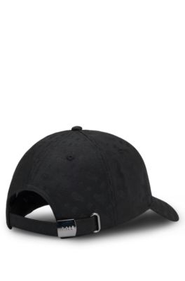 Gorra en tejido jacquard con monogramas y logotipo de letras, Negro