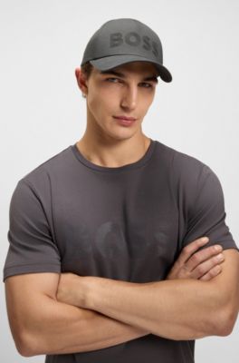 Gorra en sarga de algod&oacute;n con detalle de logo, Gris oscuro