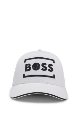 Logo-artwork cap in cotton twill, White