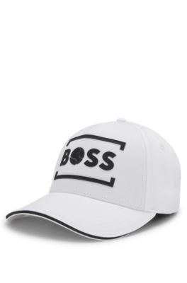 Casquette en twill de coton avec logo artistique d&rsquo;inspiration tennis, Blanc