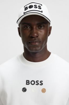 Logo-artwork cap in cotton twill, White