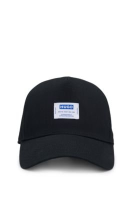 Gorra de sarga de algod&oacute;n con etiqueta con logo, Negro