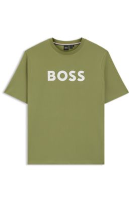 Camiseta de punto de algod&oacute;n con logo estampado, Verde