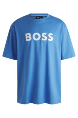 BOSS Cotton jersey t-shirt with print on the front バッグ BOSS - Cotton-jersey T-shirt with floral artwork - White