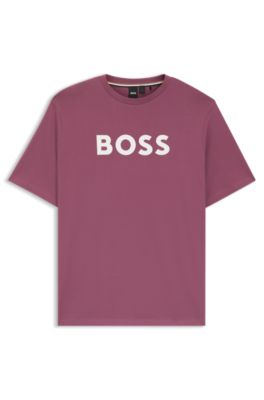 Cotton jersey T-shirt with mixed-print logo, Purple