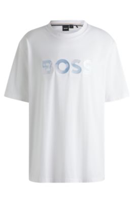Cotton T-shirt with logo artwork, White