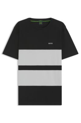 Camiseta de piqu&eacute; de algod&oacute;n con rayas anchas, Negro