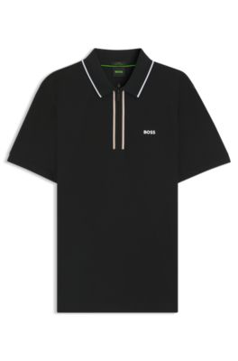 Quick-dry polo shirt in stretch cotton, Black