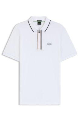 Quick-dry polo shirt in stretch cotton, White