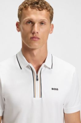Polo slim fit en algod&oacute;n el&aacute;stico de secado r&aacute;pido, Blanco