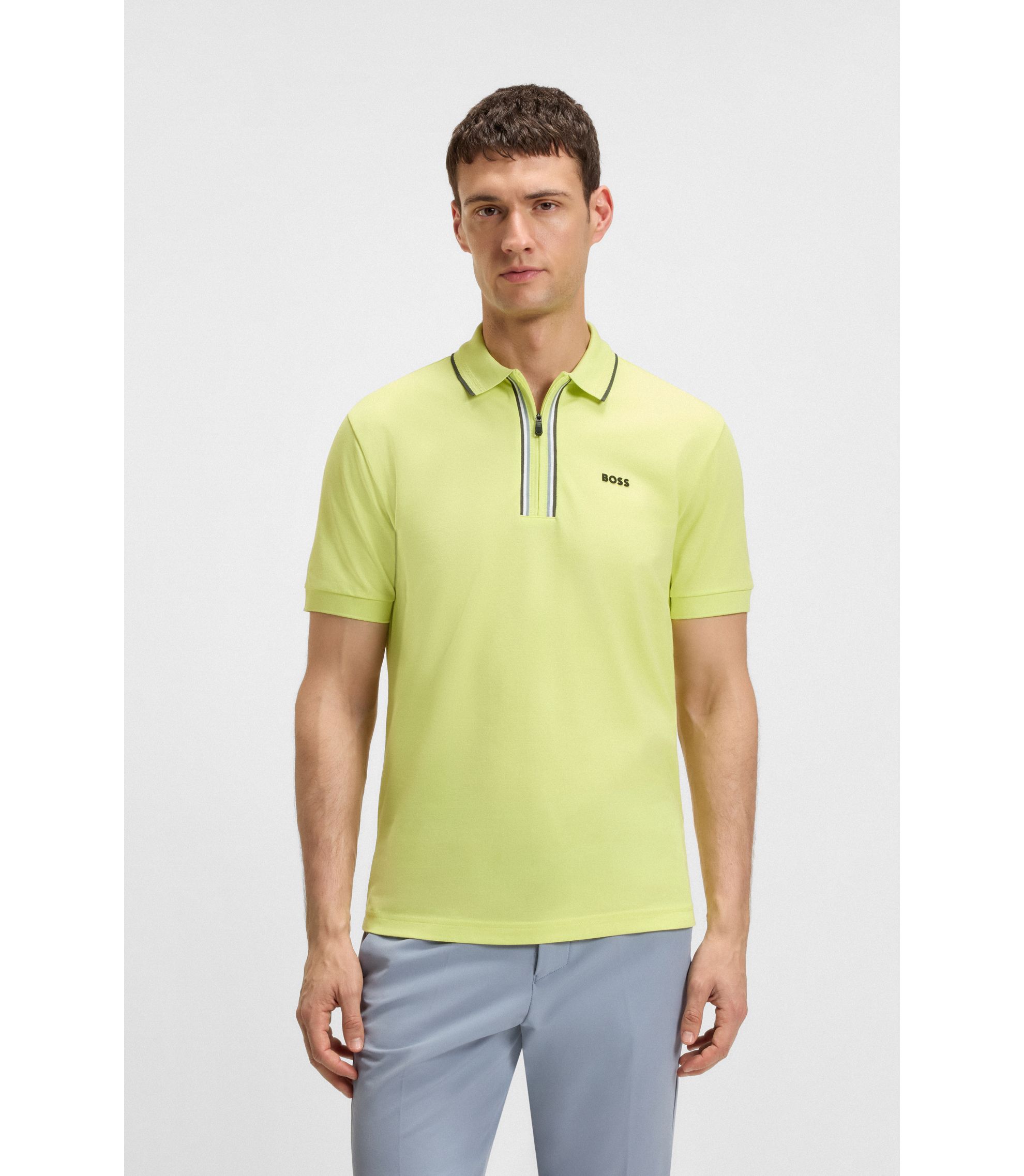 BOSS - Quick-dry polo shirt in stretch cotton - Light Green