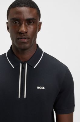 Quick-dry polo shirt in stretch cotton, Dark Blue