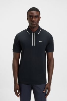 Quick-dry polo shirt in stretch cotton, Dark Blue