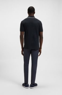 Polo Slim en coton stretch &agrave; s&eacute;chage rapide, Bleu fonc&eacute;