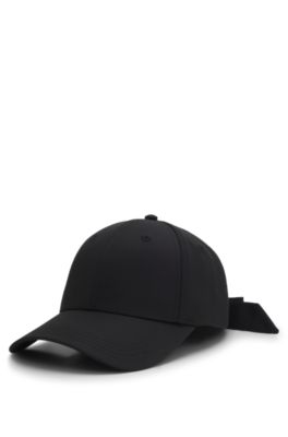 Gorra de sarga con logotipo bordado y cierre de lazo, Negro