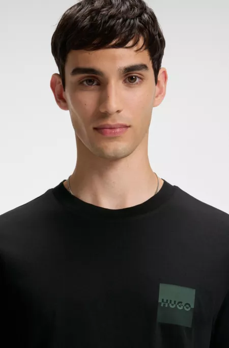 Cotton-jersey T-shirt with split-logo print