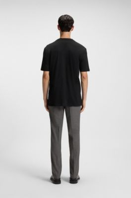 Cotton-jersey T-shirt with split-logo print, Black