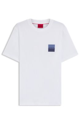 Camiseta de punto de algod&oacute;n con estampado de logo en dos partes, Blanco