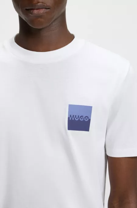 Cotton-jersey T-shirt with split-logo print