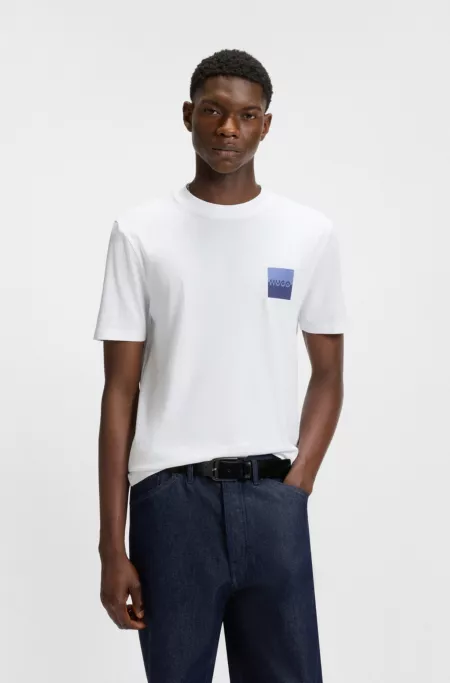 Cotton-jersey T-shirt with split-logo print