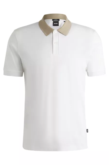 Mercerized-cotton T-shirt with contrast collar band