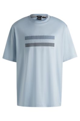 BOSS - Mercerized-cotton T-shirt with signature-stripe