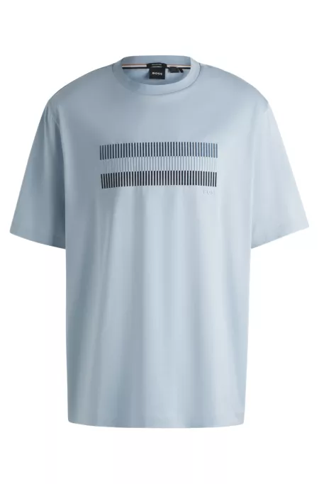 Mercerized-cotton T-shirt with signature-stripe artwork